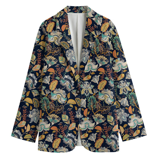 Vintage Indian Floral Pattern Print Women's Cotton Blazer