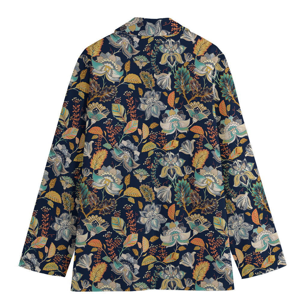 Vintage Indian Floral Pattern Print Women's Cotton Blazer