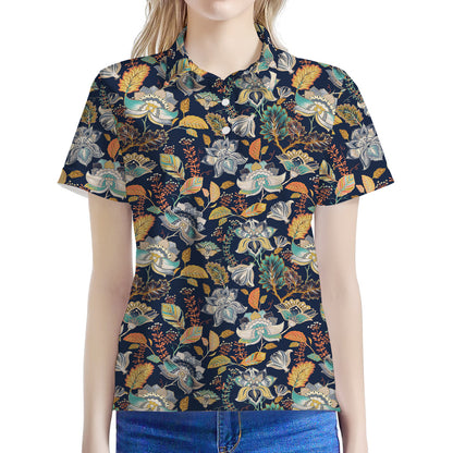 Vintage Indian Floral Pattern Print Women's Polo Shirt