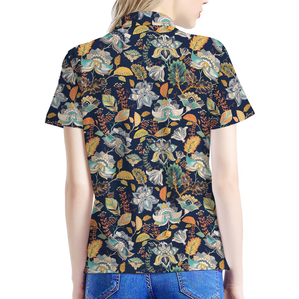 Vintage Indian Floral Pattern Print Women's Polo Shirt