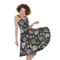 Vintage Indian Floral Pattern Print Sleeveless Knee Length Dress