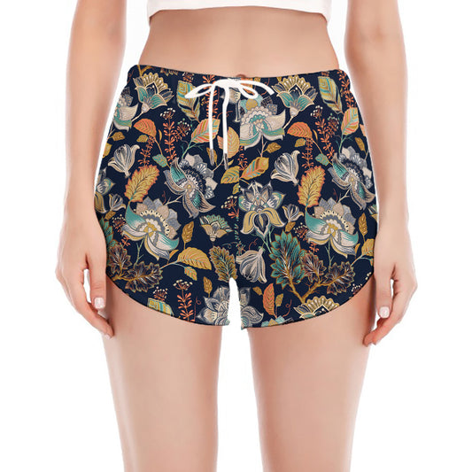 Vintage Indian Floral Pattern Print Women's Split Running Shorts