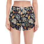 Vintage Indian Floral Pattern Print Women's Split Running Shorts