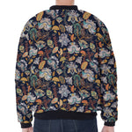 Vintage Indian Floral Pattern Print Zip Sleeve Bomber Jacket