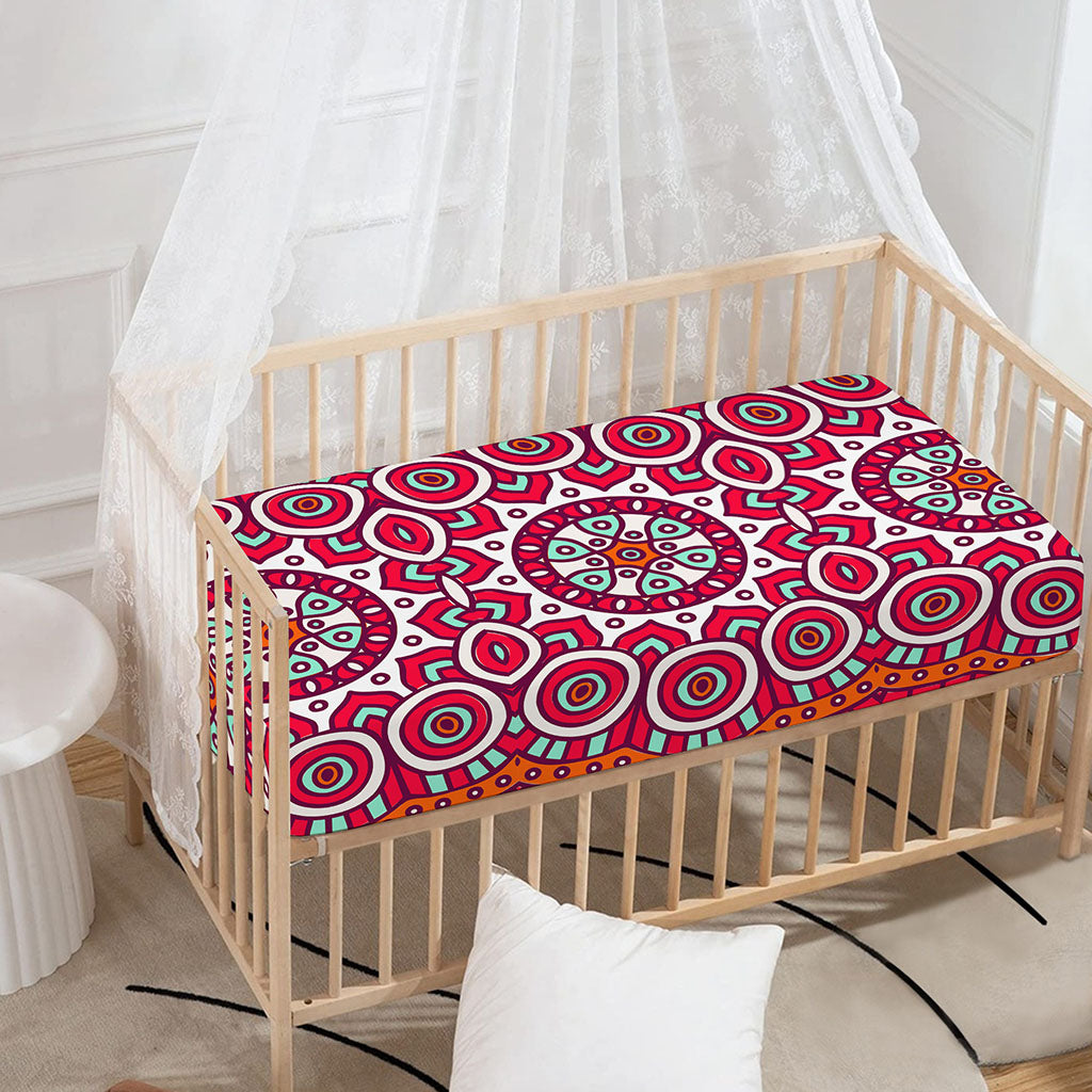 Vintage Indian Mandala Print Baby Crib Sheet