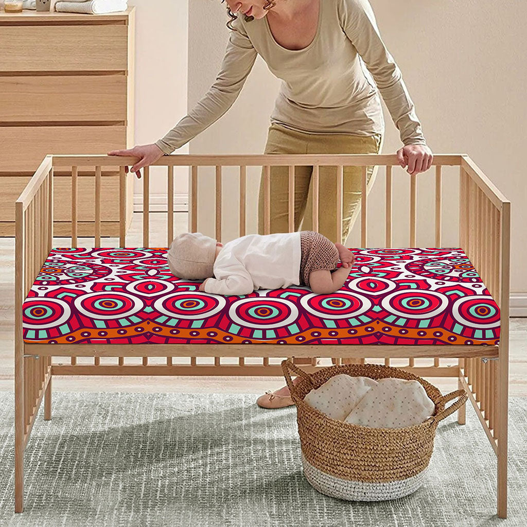Vintage Indian Mandala Print Baby Crib Sheet