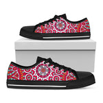 Vintage Indian Mandala Print Black Low Top Sneakers