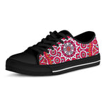 Vintage Indian Mandala Print Black Low Top Sneakers