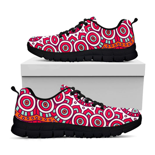 Vintage Indian Mandala Print Black Running Shoes