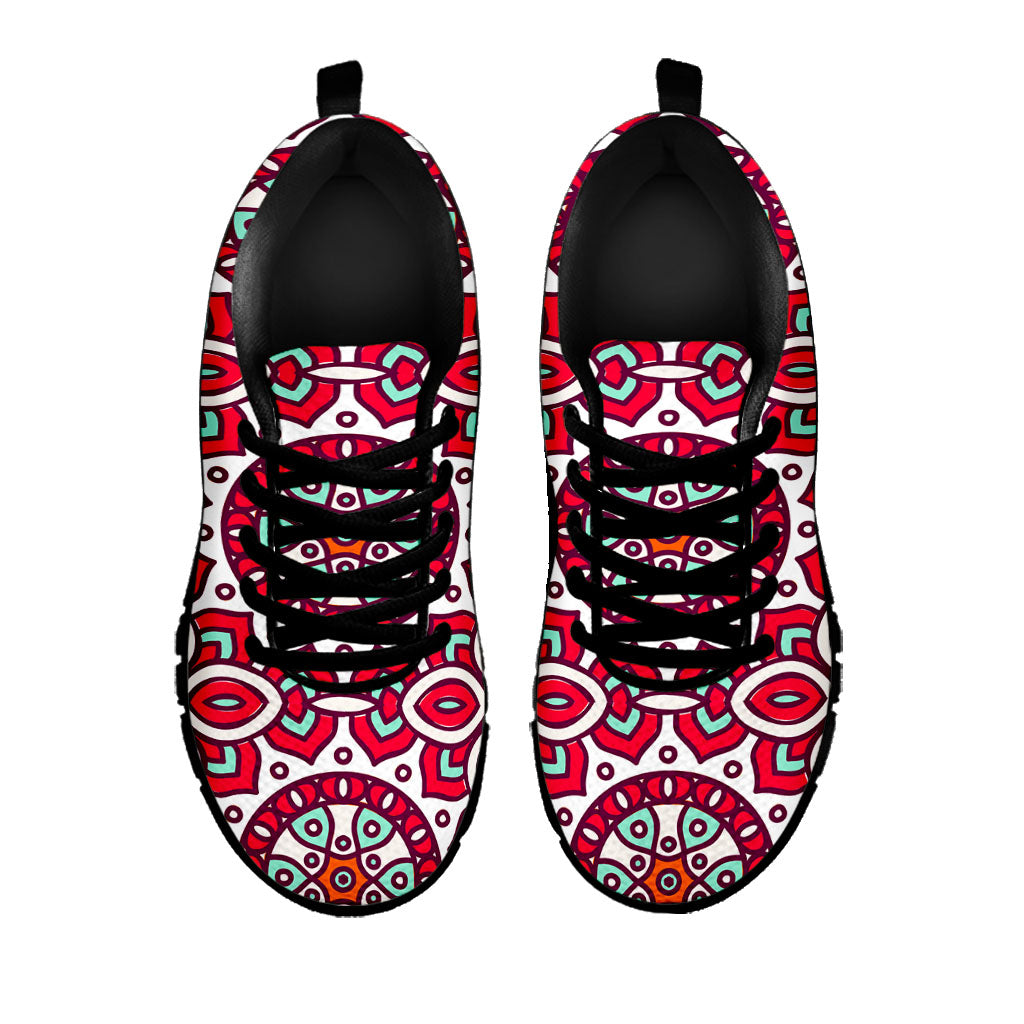 Vintage Indian Mandala Print Black Running Shoes