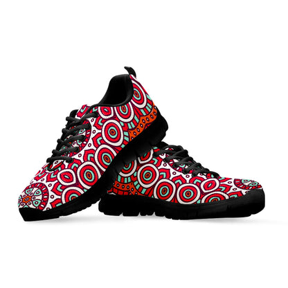 Vintage Indian Mandala Print Black Running Shoes
