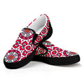 Vintage Indian Mandala Print Black Slip On Sneakers