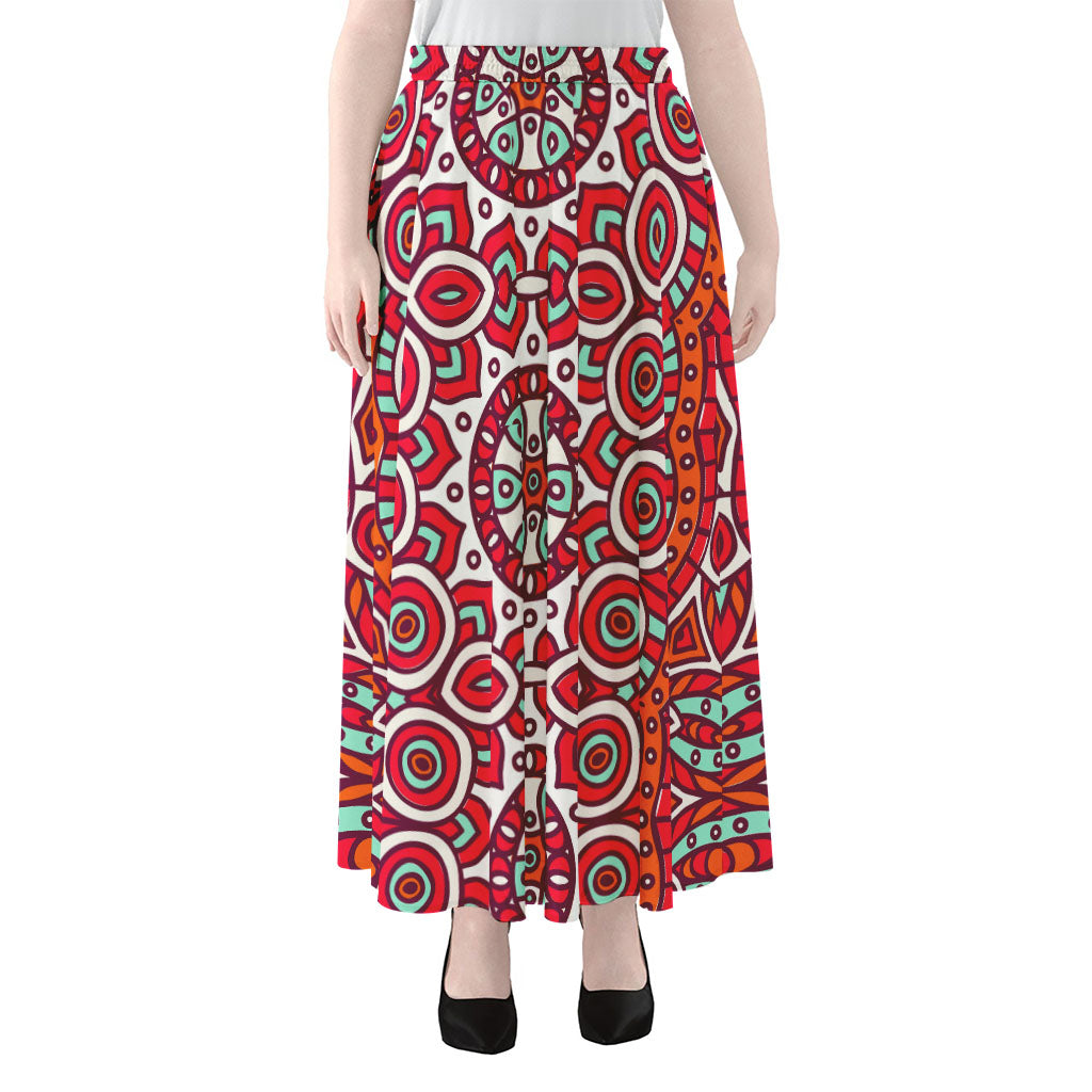 Vintage Indian Mandala Print Chiffon Maxi Skirt