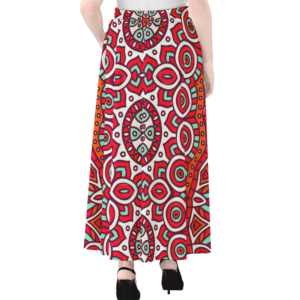Vintage Indian Mandala Print Chiffon Maxi Skirt
