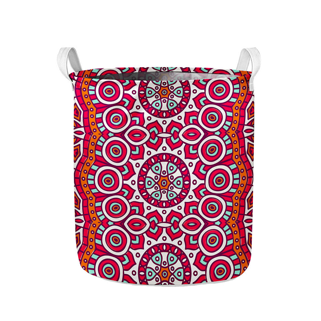 Vintage Indian Mandala Print Collapsible Laundry Basket