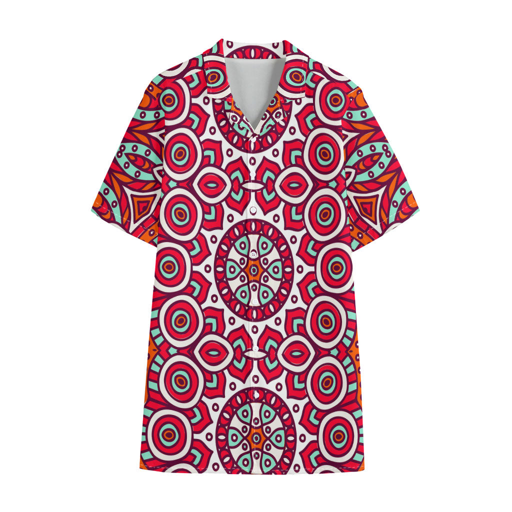 Vintage Indian Mandala Print Cotton Hawaiian Shirt