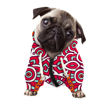 Vintage Indian Mandala Print Dog Zip Up Hoodie