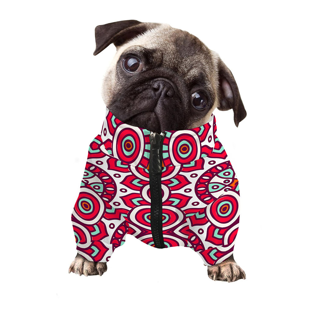 Vintage Indian Mandala Print Dog Zip Up Jacket