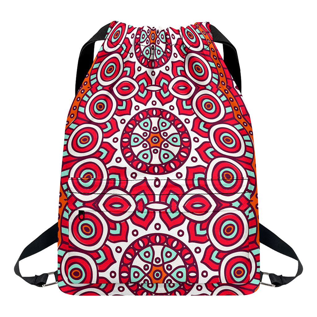 Vintage Indian Mandala Print Drawstring Backpack
