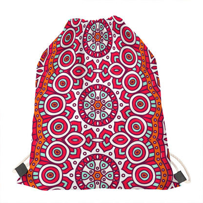 Vintage Indian Mandala Print Drawstring Bag