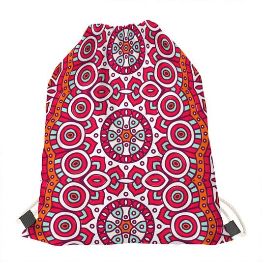 Vintage Indian Mandala Print Drawstring Bag