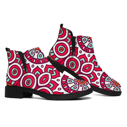 Vintage Indian Mandala Print Flat Ankle Boots