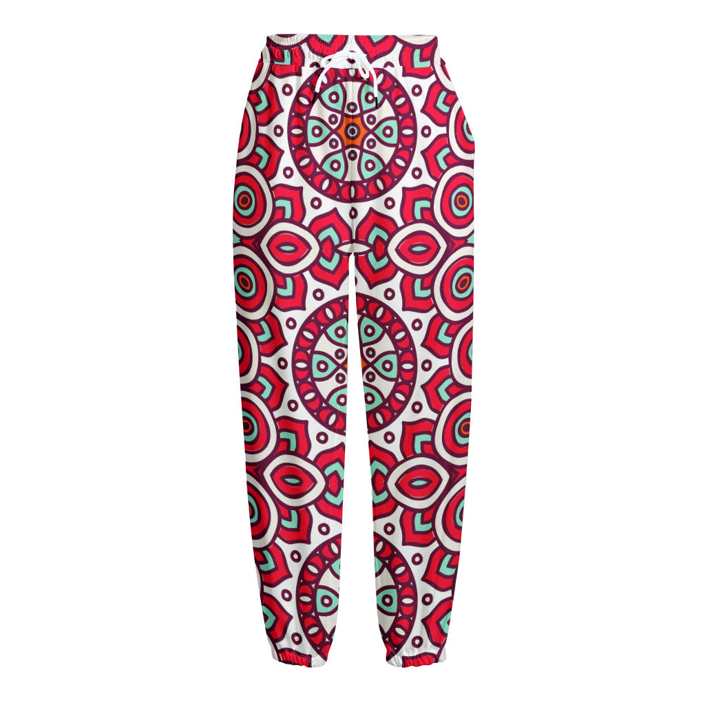 Vintage Indian Mandala Print Fleece Lined Knit Pants
