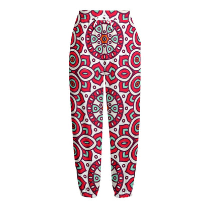 Vintage Indian Mandala Print Fleece Lined Knit Pants