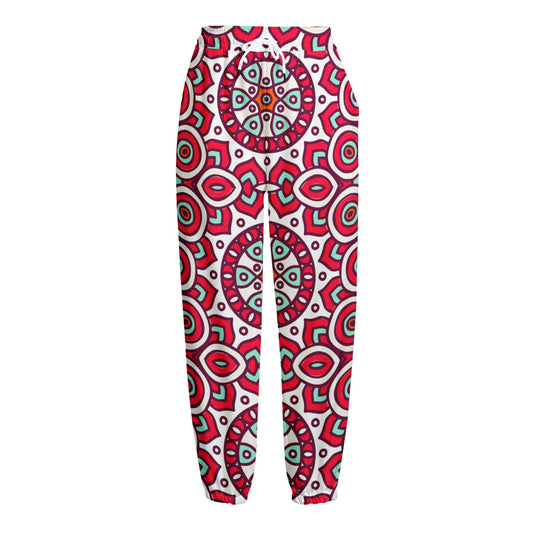 Vintage Indian Mandala Print Fleece Lined Knit Pants