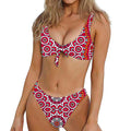 Vintage Indian Mandala Print Front Bow Tie Bikini