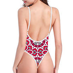 Vintage Indian Mandala Print High Cut One Piece Swimsuit