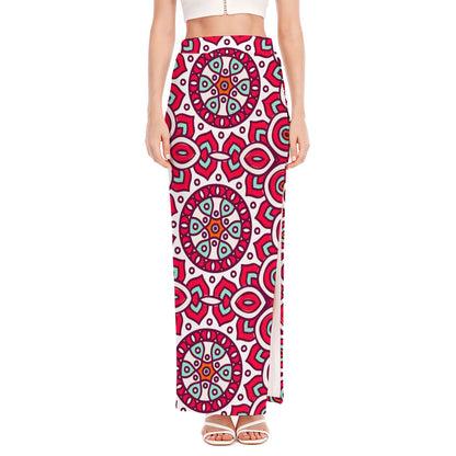 Vintage Indian Mandala Print High Slit Maxi Skirt