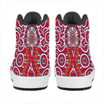 Vintage Indian Mandala Print High Top Leather Sneakers