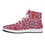 Vintage Indian Mandala Print High Top Leather Sneakers
