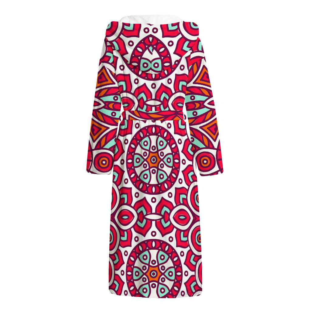 Vintage Indian Mandala Print Hooded Bathrobe