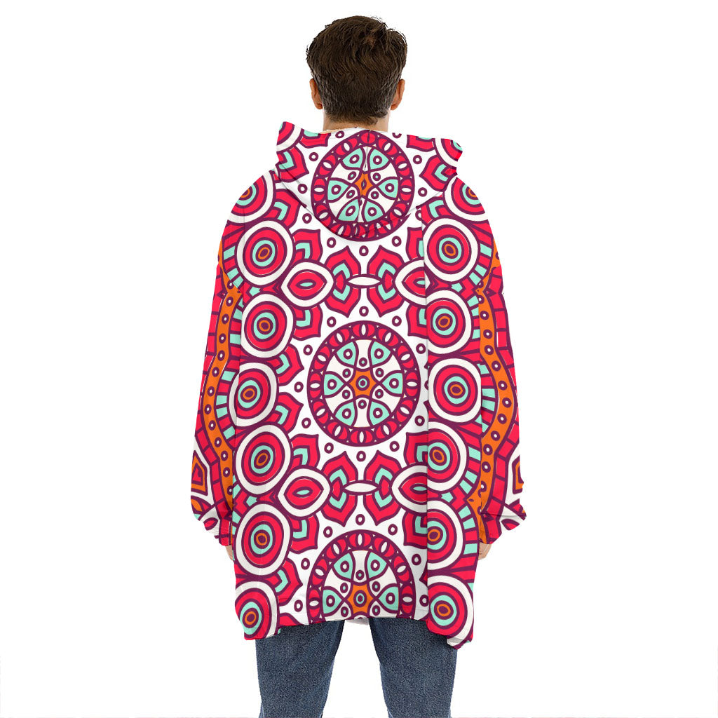 Vintage Indian Mandala Print Hoodie Blanket