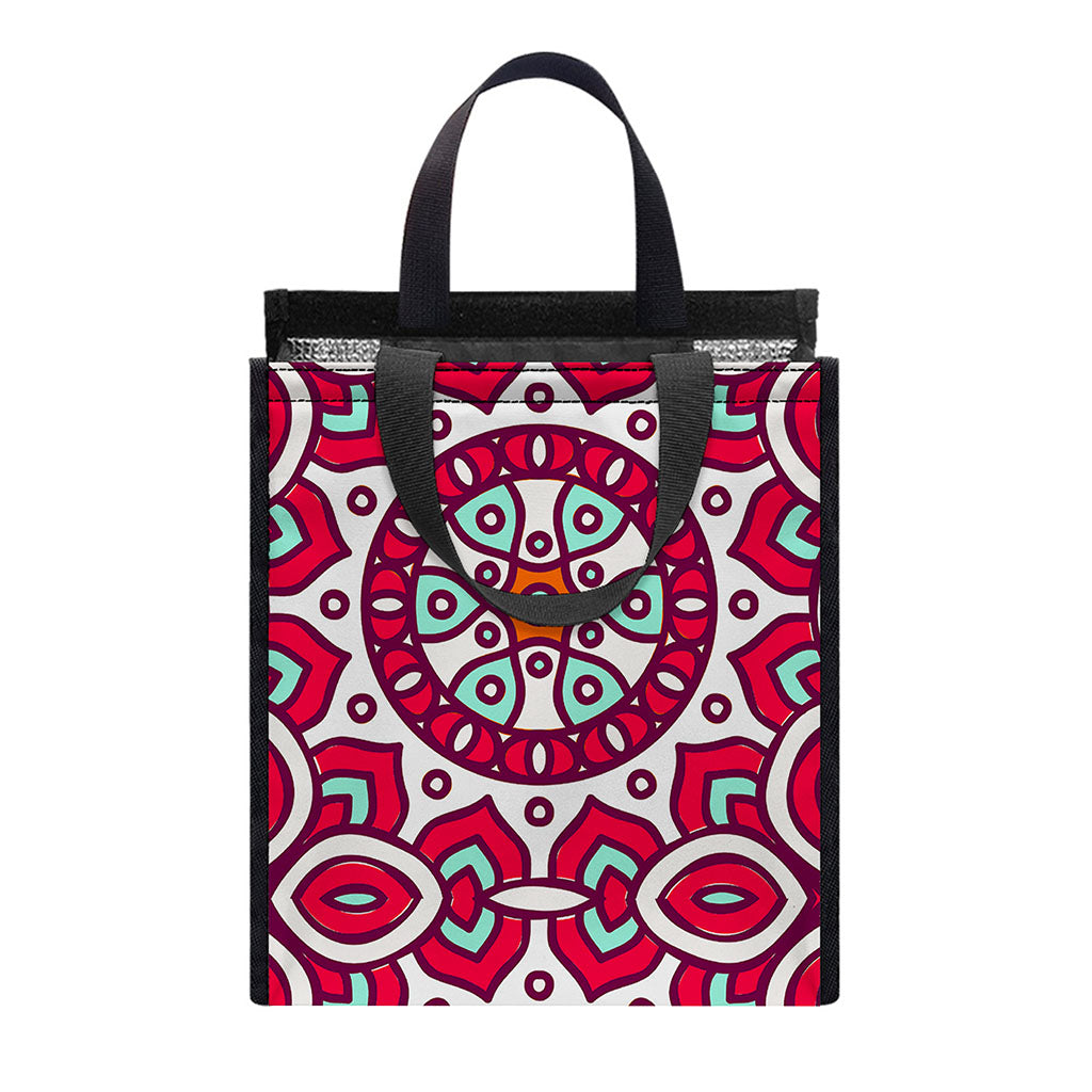 Vintage Indian Mandala Print Insulated Lunch Tote