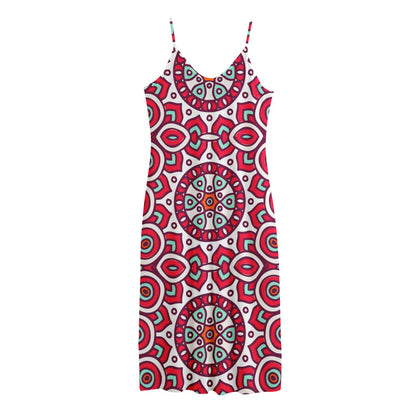 Vintage Indian Mandala Print Jersey Midi Cami Dress