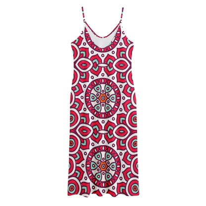 Vintage Indian Mandala Print Jersey Midi Cami Dress