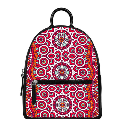 Vintage Indian Mandala Print Leather Backpack