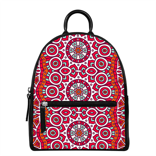 Vintage Indian Mandala Print Leather Backpack
