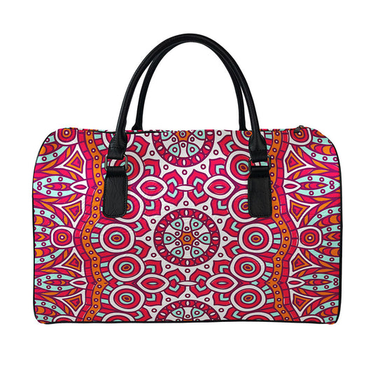 Vintage Indian Mandala Print Leather Duffle Bag