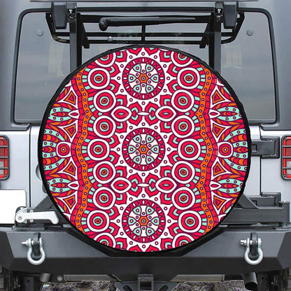 Vintage Indian Mandala Print Leather Spare Tire Cover