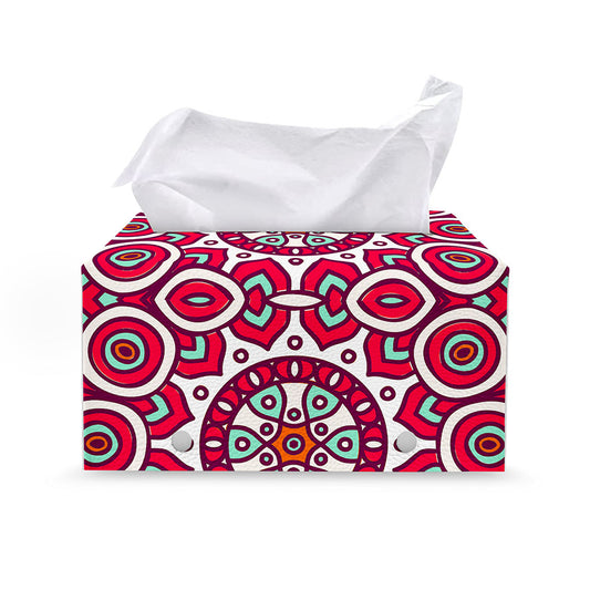 Vintage Indian Mandala Print Leather Tissue Box Cover