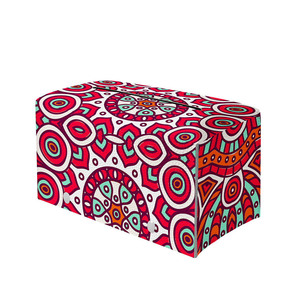 Vintage Indian Mandala Print Leather Tissue Box Cover
