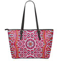 Vintage Indian Mandala Print Leather Tote Bag With Zipper