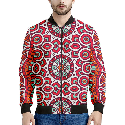 Vintage Indian Mandala Print Men's Bomber Jacket