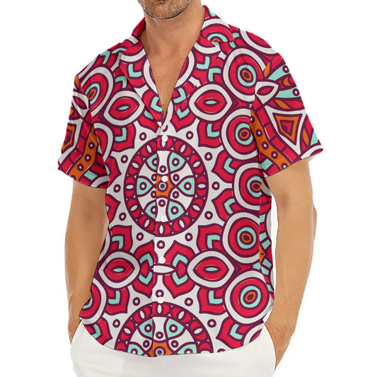 Vintage Indian Mandala Print Men's Deep V-Neck Shirt
