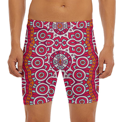 Vintage Indian Mandala Print Men's Long Boxer Briefs