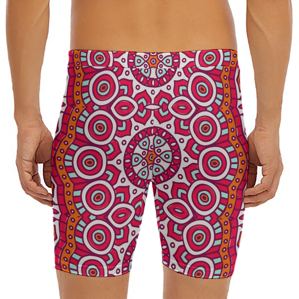 Vintage Indian Mandala Print Men's Long Boxer Briefs